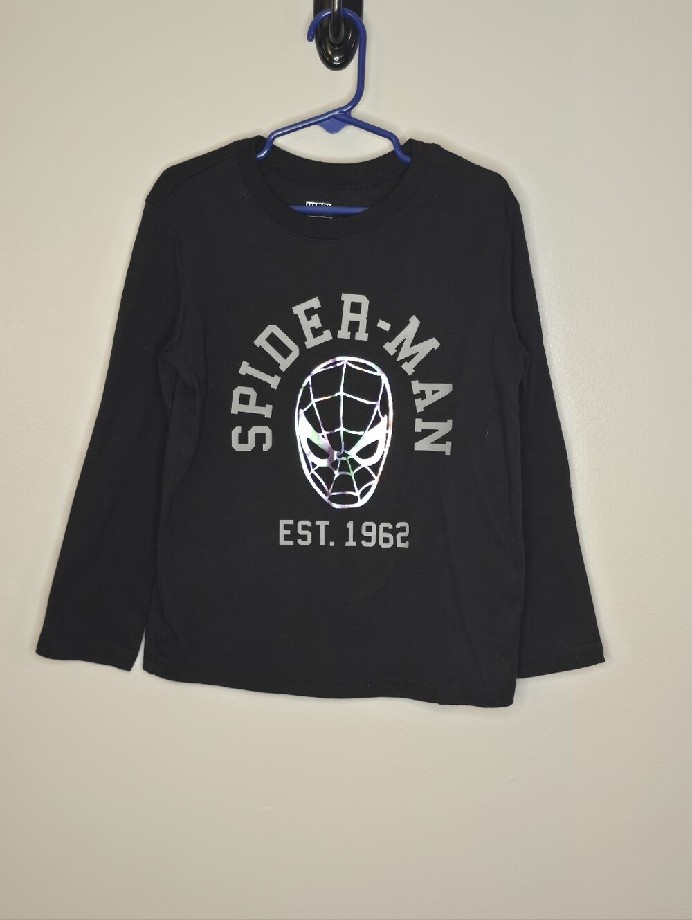 Jumping Beans Boys Spiderman Black Long Sleeve Tee with Holographic Mask